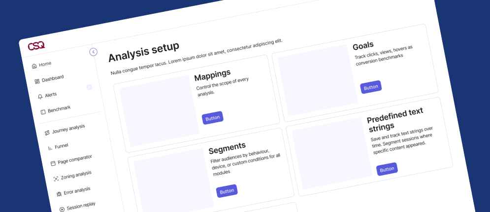 Analysis Setup Navigation