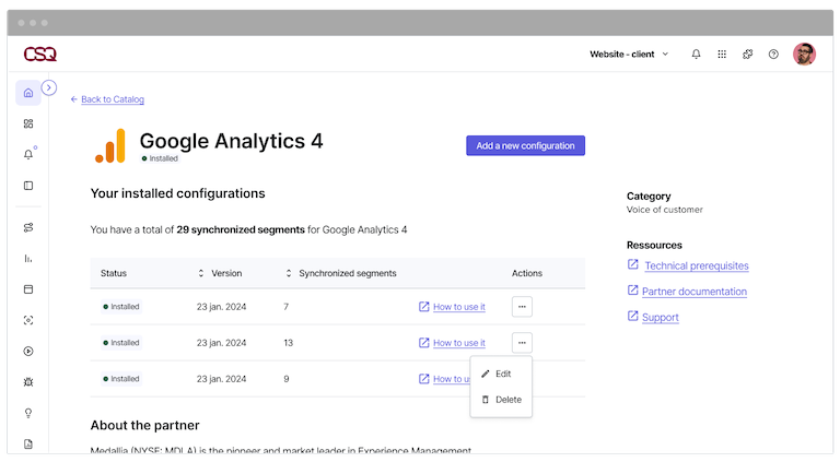 User journey through the integrations catalog